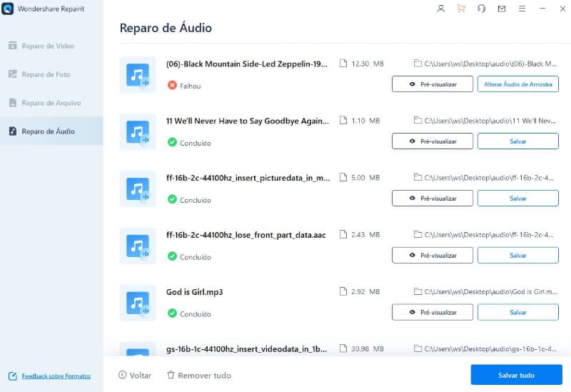 reparar áudio